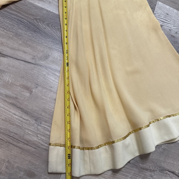 Vintage 70s Palazzo Jumpsuit Velvet Bodice Gold Trim Wide Leg Disco Boho Glam - Picture 8 of 16